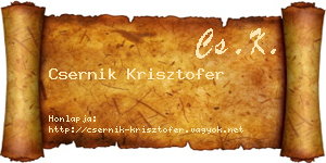 Csernik Krisztofer névjegykártya